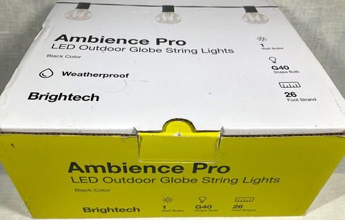 Brightech Ambience Pro LED Outdoor 12 Globe Bulb String Lights Weatherproof 26’