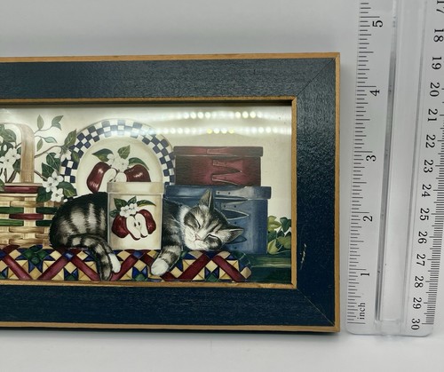 Laurie Korsgaden Folk Art Print Framed Signed Apples Americana Baskets Cat - Picture 3 of 4