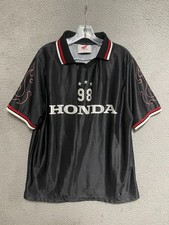 Vintage Honda 1998 Soccer Jersey Mens Size XL Athletic Black Polo Shirt Flames