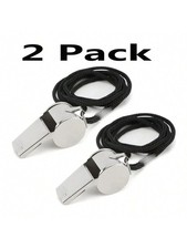 2pc METAL REFEREE WHISTLE WITH KEY RING SPORTS PE SCHOOL FOOTBALL RUGBY OUTDOOR