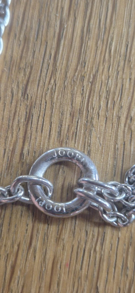 925 Sterlingsilber Halskette Kette mit rundem Charm-Anhänger Karabiner signiert - Bild 3 von 4