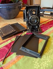 Fotocamera Voigtlander Avus 9x12 con 3 dorsi e telemetro Skopar F4.5 135 mm *LEGGI*