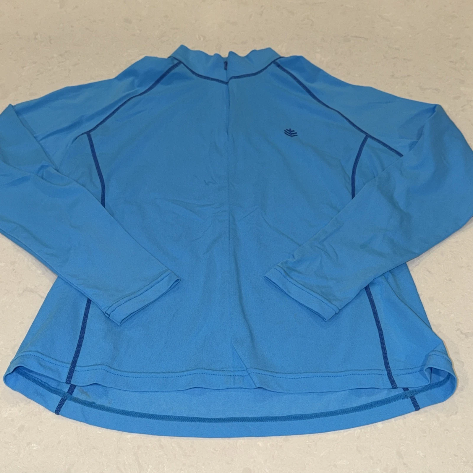 Coolibar Blue 1/4 Zip Pullover Sun Active Outdoor Womens Size Large L