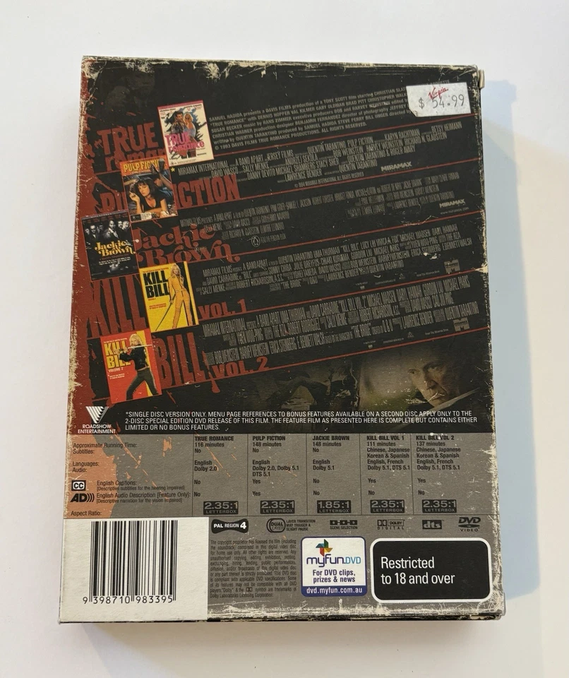 QUENTIN TARANTINO ULTIMATE COLLECTION DVD BOX SET Pal Region 4 - Free Aus Post! - Image 2 of 2