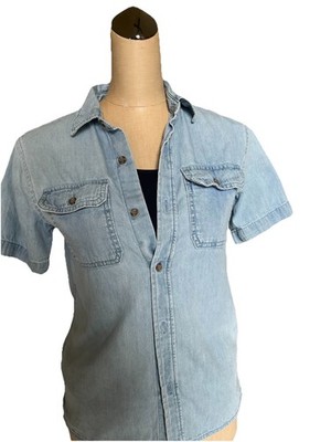Old Navy Blouse Girls Short Sleeve Denim Size (10-12)