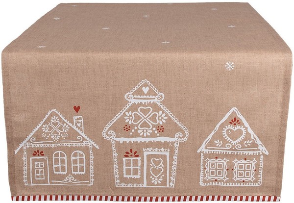 Clayre Eef TischläUfer Lebkuchenhaus 50X140 Cm Braun Baumwolle Landhausstil-image