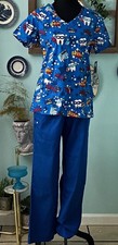New Dickies Super Smile Scrub Top XS  New Cherokee 1066 Royal Blue Pants XS