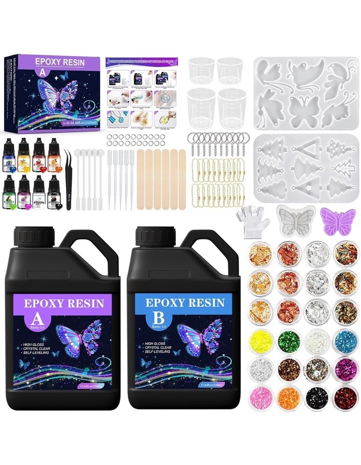 Résine époxy 1020ml avec feuille d'or pour réparer et décorer vos objets cassés