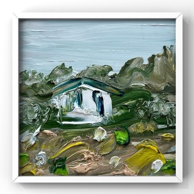 Cabin House Framed Impasto Art Abstract Expressive Landscape Oil Painting Small