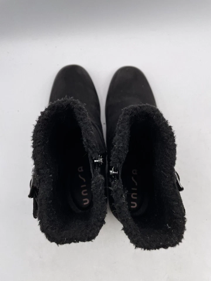 Unisa Patzy Women's Sz 7.5M Black Suede Buckle Strap Side Zip Ankle Boot - Image 4 of 4