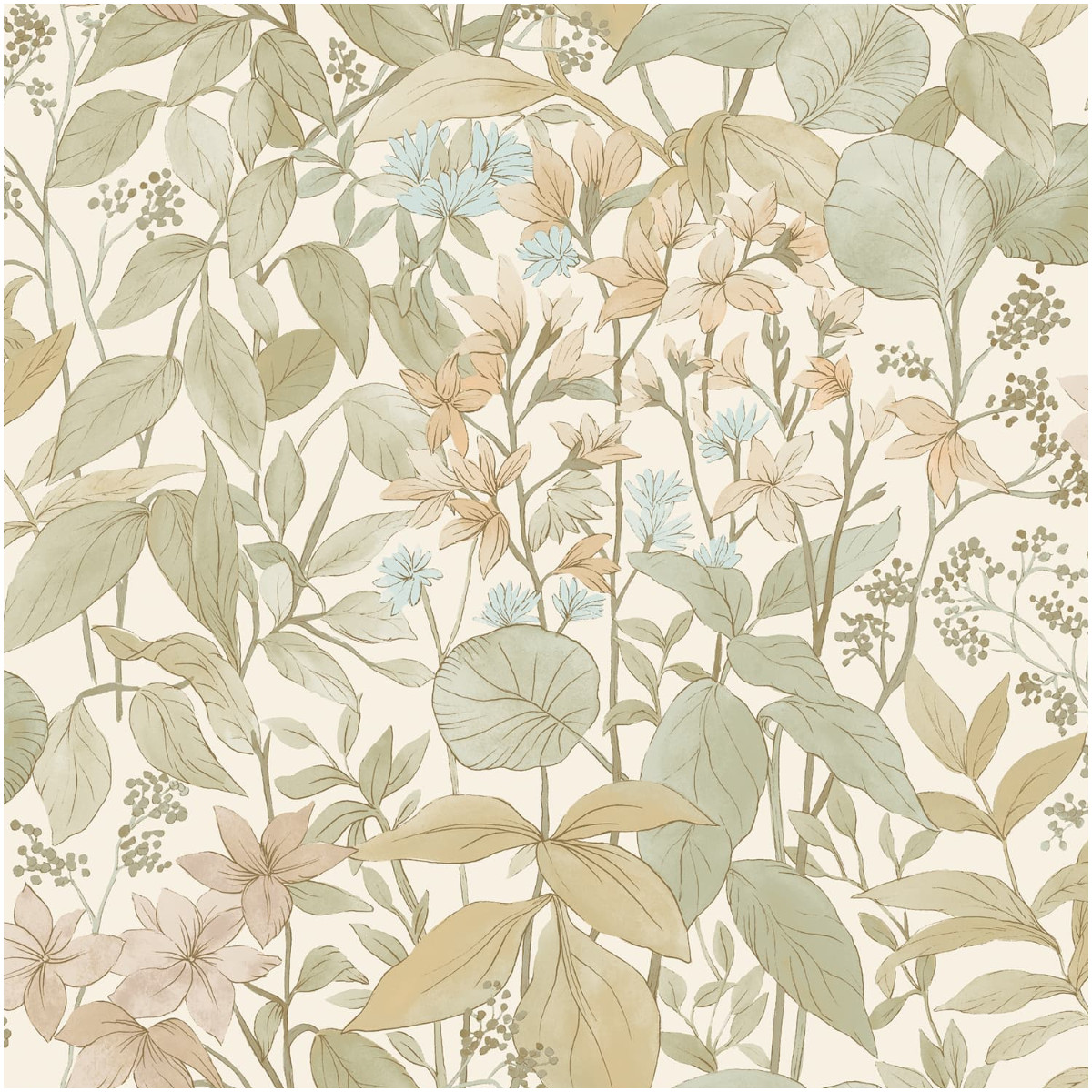 Vinyl Glade Sage Green Textured Wallpaper Floral Leaf Trail Paste Wall