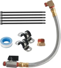 Extended Air Compressor Tank Drain Valve Assembly Kit 10 Inch Hose 1/4 NPT