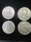Franklin Half Dollars Lot of 4 - 1961, 1961 - D, 1963, 1963 - D 90% silver coins