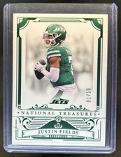 2025 Panini National Treasures Justin Fields Emerald #/10 Jets