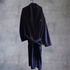 Polo Ralph Lauren Plush Robe Big Pony SZ L/XL Navy Blue Lounge Wear Sleep Bath