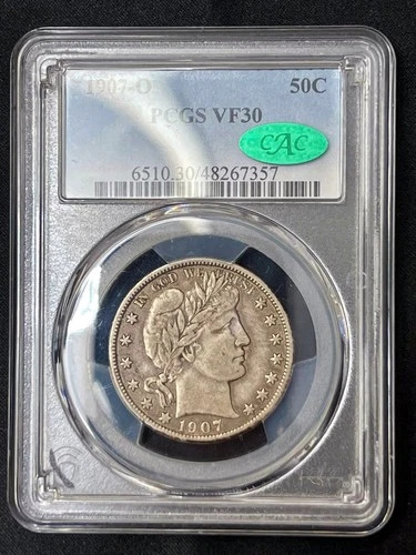 🔥1907-O Barber Half Dollar PCGS VF30 CAC!!! - EXCELLENT COIN FOR THE GRADE!!!🔥