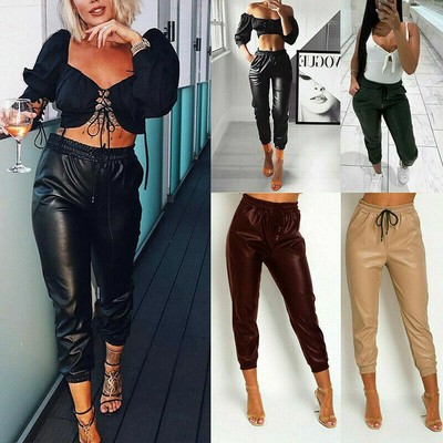 leather jogging bottoms