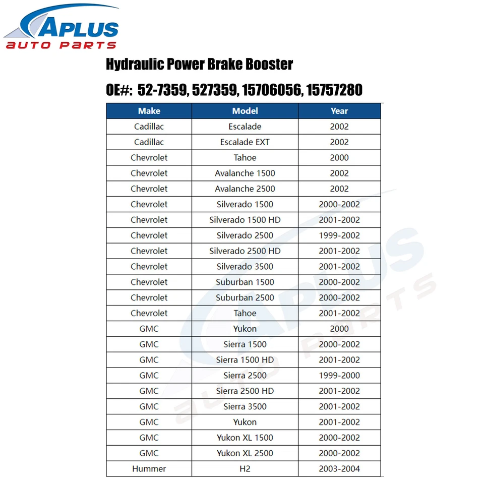 Potenciador de freno hidráulico para Chevy Silverado 1500 2500 3500 GMC Sierra Foto 3 de 4