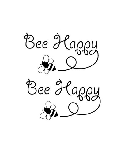 2 x Bee Happy Bumble bee vinyl stickers decal Camper Van Car Caravan Wall Art  - Picture 1 of 2