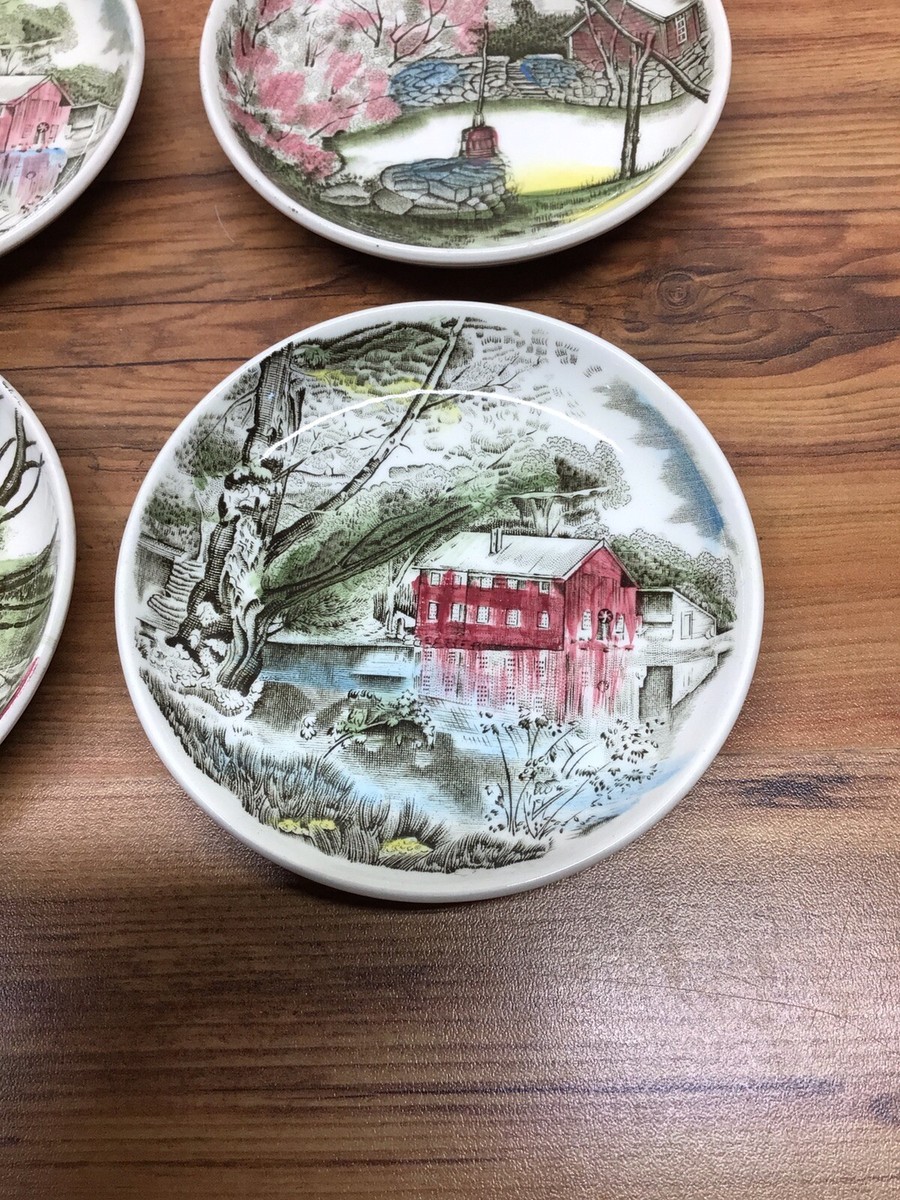 Vintage set of 4 Johnson Bros Small Scene Plates, Made In England