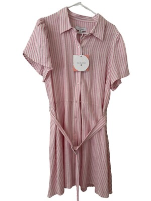 Alexis for target pink white striped tulip sleeve dress NWT womens L