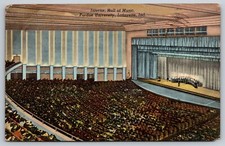 Postcard Indiana Lafayetter Purdue University Hall of Music Interior c1941 24A