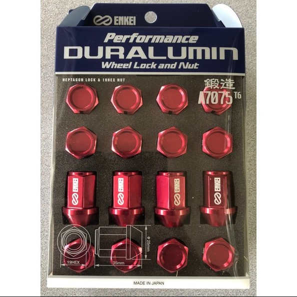 よMi　1104040 Enkei GENUINE OEM Lug Nut Lock Nuts Set for 4H 19HEX 35mm M12 P1