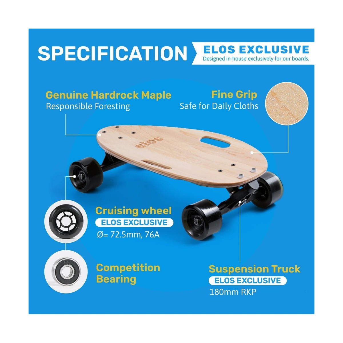 スケートボード elos Skateboard Complete Lightweight ELOS Skateboard Complete Lightweight - Mini Longboard Cruiser
