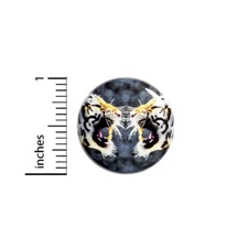 Vintage 80s 90s Style Tigers Roaring Pin Button Cool Zoo Mirror Image 1” 60-22