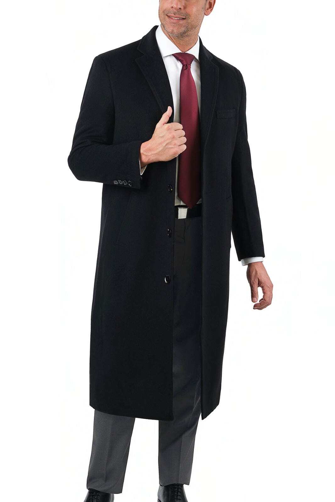 Однотонное шерстяное кашемировое пальто обычного покроя во всю длину