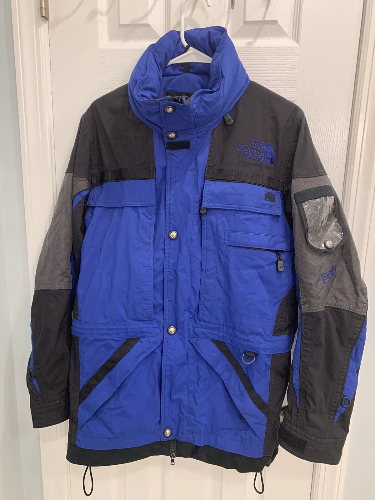 Vintage North Face Mens Extreme Gear Snow Ski Jacket Blue Black Hooded