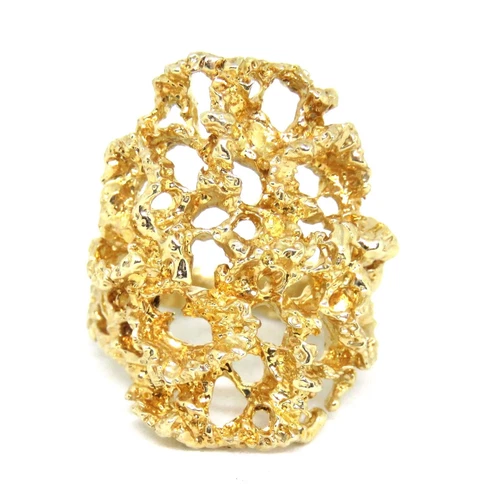 CORAL REEF NUGGET DESIGN Ring, 14K YELLOW GOLD, HUGE  ,SIZE 8