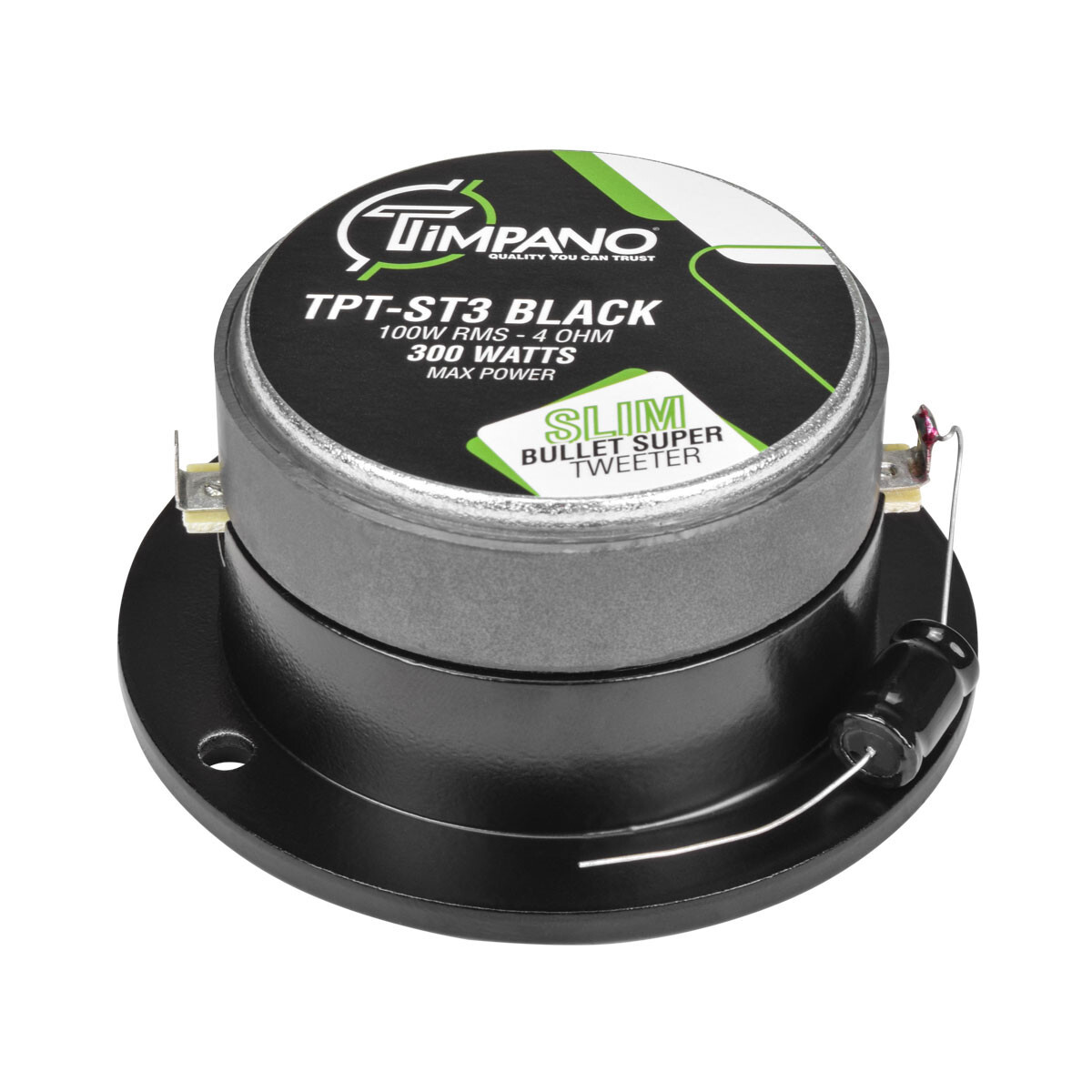 4x Timpano TPT-ST3 BLACK Tweeters + TPT-500.4 2 Ohm Compact 4