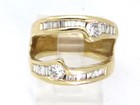 Custom Right Hand Ring 1.13ct 7.9g 14k Yellow Gold Round and Baguette Diamond