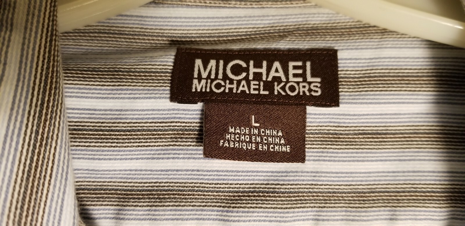 Michael Kors Men's Designer Shirt Collar Long Sleeve Stripe RN111818 Size Large thumbnail 3