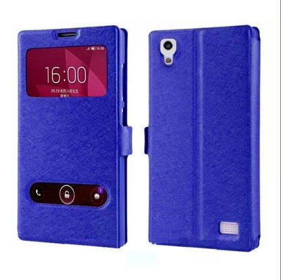 ^ FLIP Case 2 Window S-VIEW mit MAGNET Tasche Etui Cover Lenovo Vibe B Blau