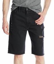 NEW LEVI'S MEN'S COTTON LOOSE STRAIGHT DISTRESSED DENIM SHORTS BLACK 355690212