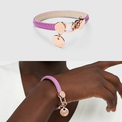     Mimco Interlink Leather Bracelet Wrist Cuff Bangle New + Dust Bag