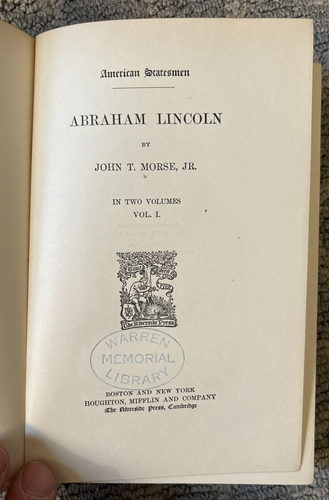 American Statesmen - Abraham Lincoln by John T. Morse, Jr. - Vol I & II. 1899 - Picture 4 of 14