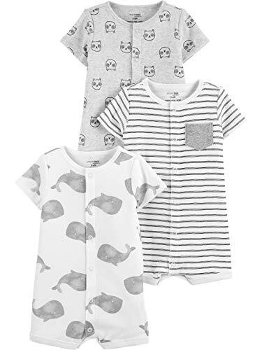 unisex-baby 3-pack Snap-up Rompers Newborn Panda/Stripe/Whales - Picture 2 of 7