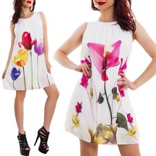 Women's Chiffon Dress With Floral Print Elegant Mini Short Dress VB-1691