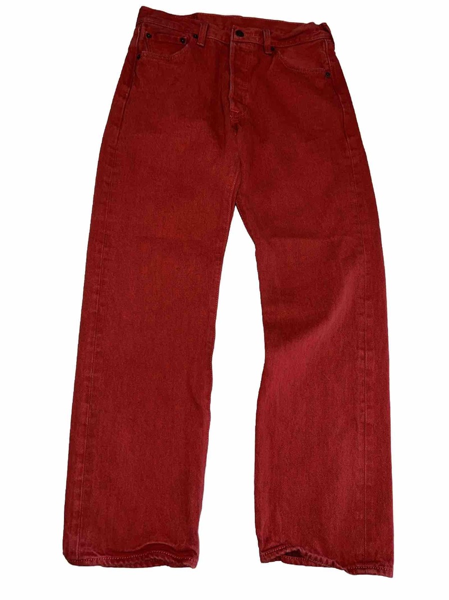 Men's Levis 501 Button Fly RED Jeans 31x32 (Actual 30x29) | eBay