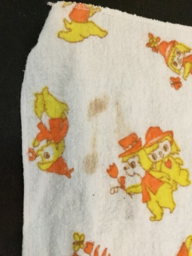 Vtg 70s 80s Flannel Baby Receiving Blanket Yellow Orange Lambs Butterfly Nets - Picture 3 of 3