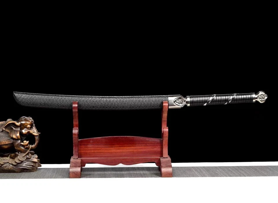 WUSHU Hoja Espada Glaive Chino Kung Fu Borde Manganeso Acero Machete Drago Foto 4 de 4