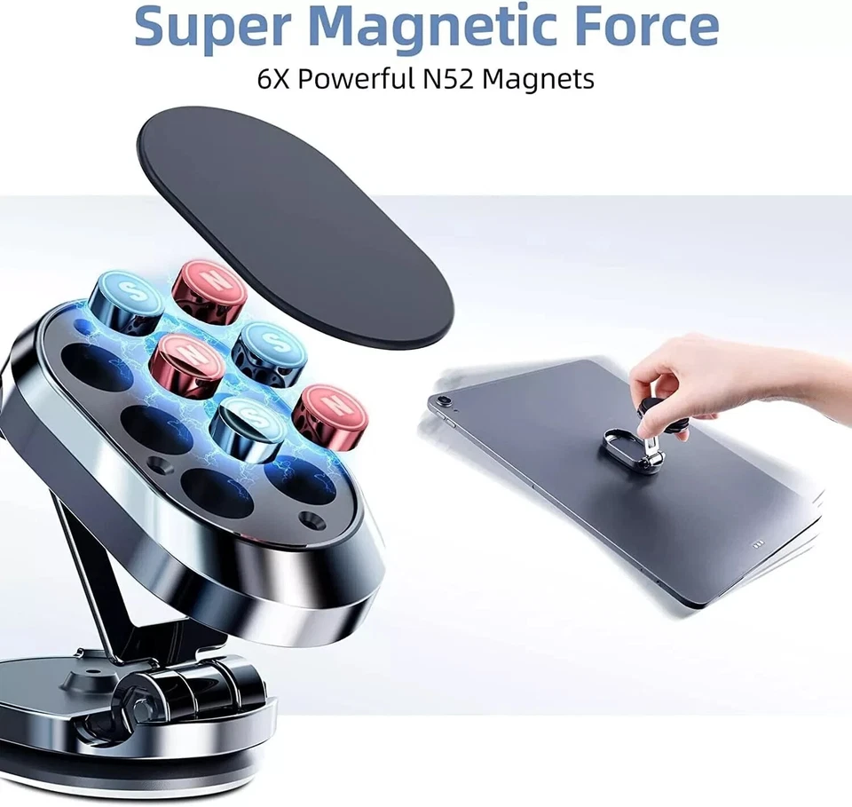 Car Phone Holder Magnetic Car Phone Mount 6 Powerful Internal Magnet Retractable - Image 2 of 4