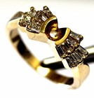 18k yellow gold .55ct diamond semi mount baguette engagement ring vintage womens — photo 7