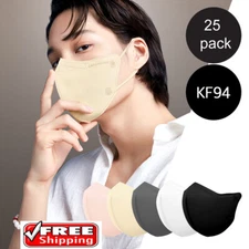 【 25 Pack 】 CHARMZONE KF94 Tone Up Fit Black Label Light Face Mask,Made in Korea