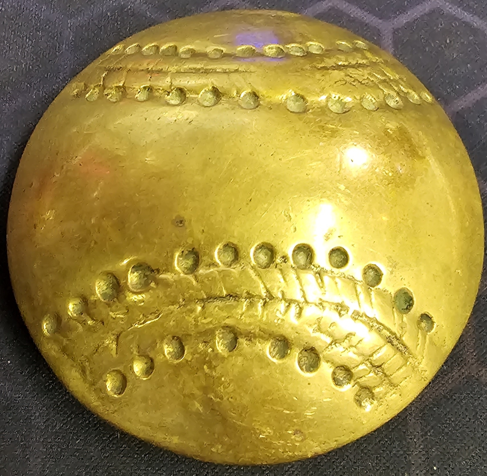 VTG Solid Brass Round Baseball Engraved Belt Buck… - image 2