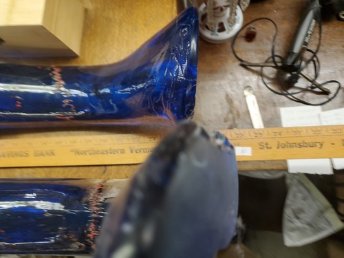 Tiffany & Co ? Murano? Cobalt Blue Art Glass 25" Long Horse Legs - Picture 4 of 24