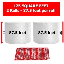 175 feet Bubble Cushioning Wrap Roll Small Bubble 12" Wide Perforated Every 12"